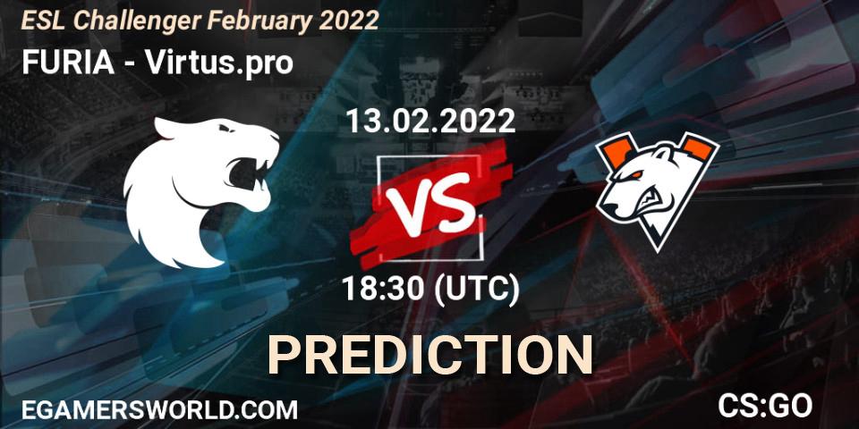 FURIA contre Virtus.pro : prédiction de match. 13.02.2022 at 18:30. Counter-Strike (CS2), ESL Challenger February 2022
