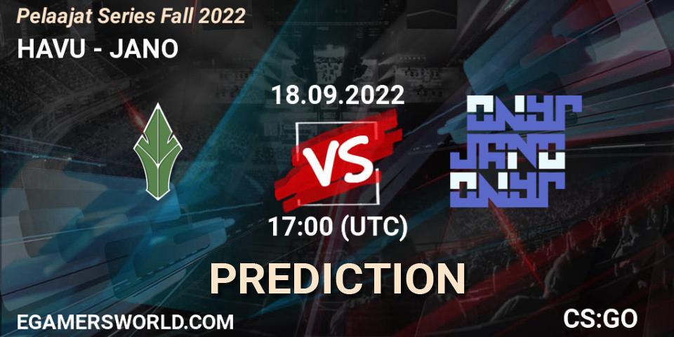 HAVU contre JANO : prédiction de match. 18.09.2022 at 17:00. Counter-Strike (CS2), Pelaajat Series Fall 2022
