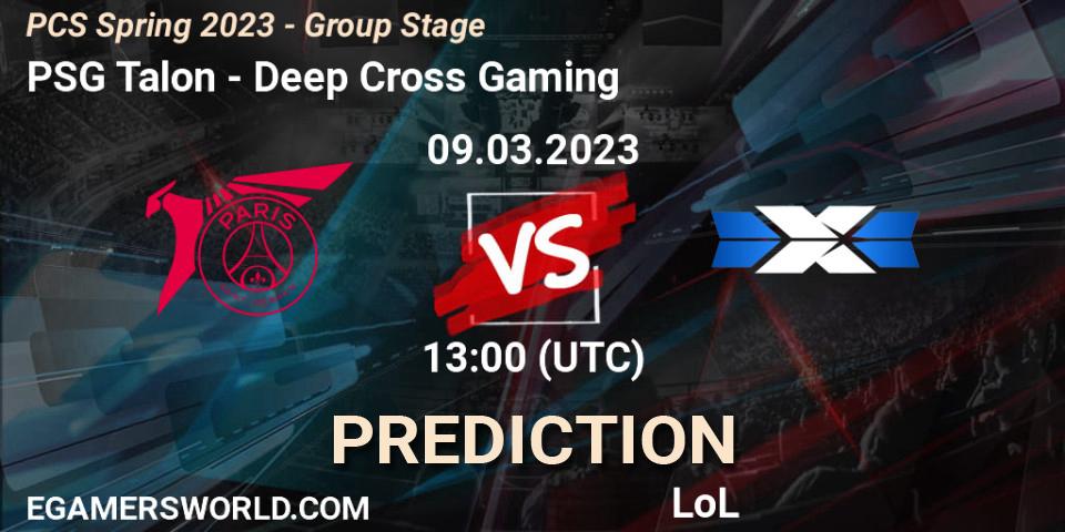 PSG Talon contre Deep Cross Gaming : prédiction de match. 18.02.2023 at 10:10. LoL, PCS Spring 2023 - Group Stage