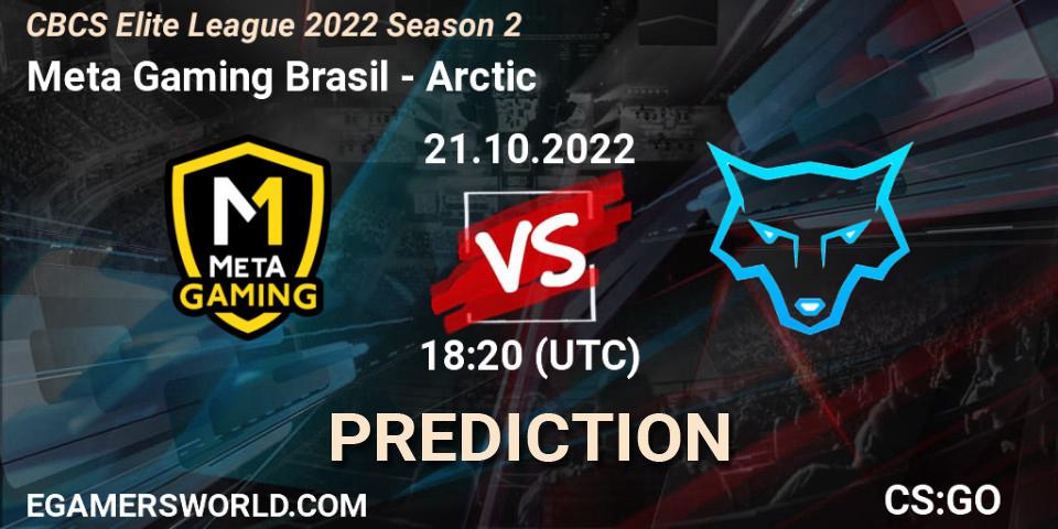 Meta Gaming Brasil contre Arctic : prédiction de match. 22.10.2022 at 00:10. Counter-Strike (CS2), CBCS Elite League 2022 Season 2
