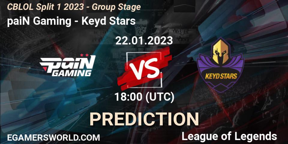 paiN Gaming contre Keyd Stars : prédiction de match. 22.01.23. LoL, CBLOL Split 1 2023 - Group Stage