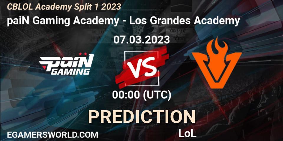 paiN Gaming Academy contre Los Grandes Academy : prédiction de match. 07.03.2023 at 00:00. LoL, CBLOL Academy Split 1 2023