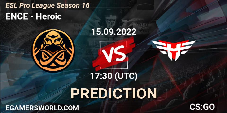 ENCE contre Heroic : prédiction de match. 15.09.22. CS2 (CS:GO), ESL Pro League Season 16