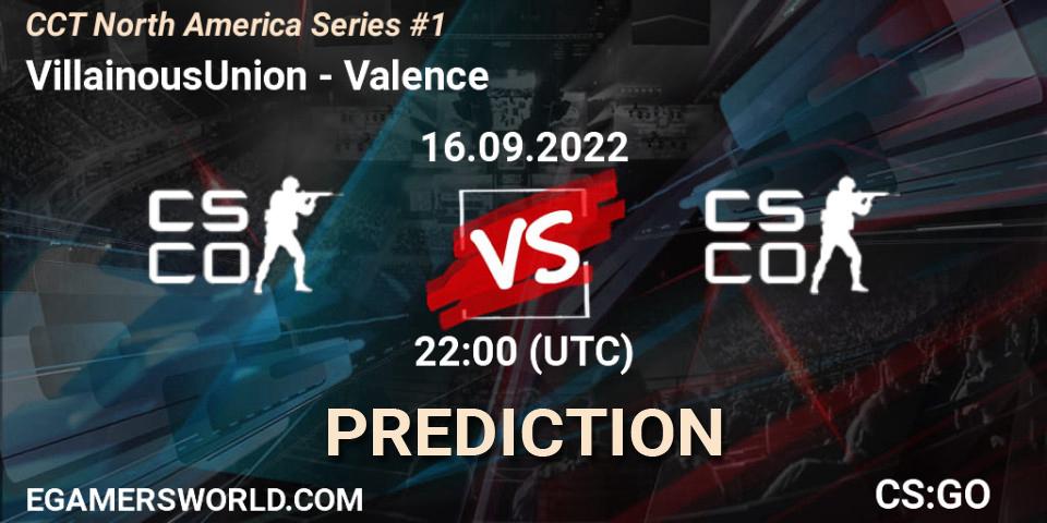 VillainousUnion contre Valence : prédiction de match. 16.09.2022 at 22:00. Counter-Strike (CS2), CCT North America Series #1