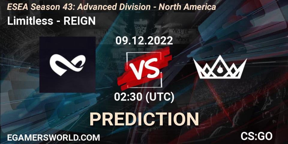 Limitless contre REIGN : prédiction de match. 09.12.22. CS2 (CS:GO), ESEA Season 43: Advanced Division - North America