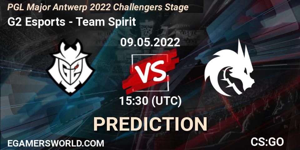 G2 Esports contre Team Spirit : prédiction de match. 09.05.2022 at 15:30. Counter-Strike (CS2), PGL Major Antwerp 2022 Challengers Stage