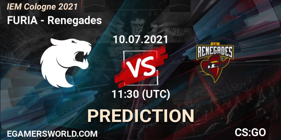 FURIA contre Renegades : prédiction de match. 10.07.2021 at 11:30. Counter-Strike (CS2), IEM Cologne 2021
