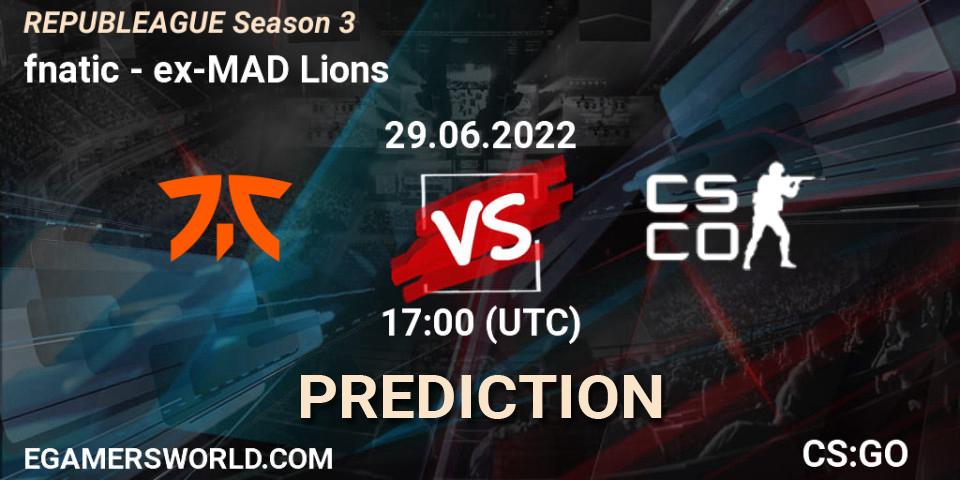fnatic contre ex-MAD Lions : prédiction de match. 29.06.2022 at 17:00. Counter-Strike (CS2), REPUBLEAGUE Season 3