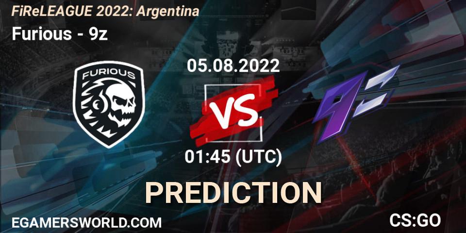 Furious contre 9z : prédiction de match. 05.08.2022 at 01:45. Counter-Strike (CS2), FiReLEAGUE 2022: Argentina