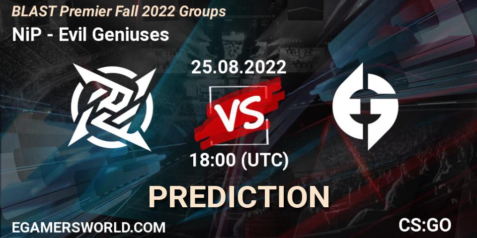 NiP contre Evil Geniuses : prédiction de match. 25.08.22. CS2 (CS:GO), BLAST Premier Fall 2022 Groups