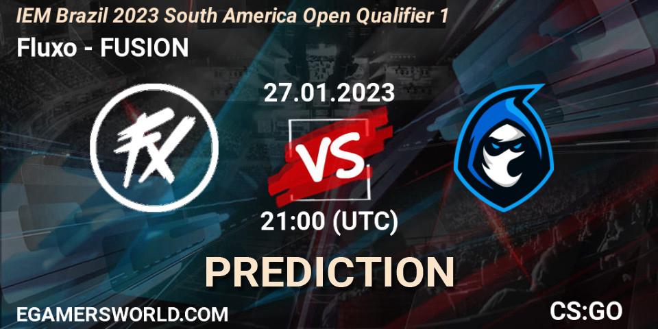 Fluxo contre FUSION : prédiction de match. 27.01.2023 at 21:10. Counter-Strike (CS2), IEM Brazil Rio 2023 South America Open Qualifier 1