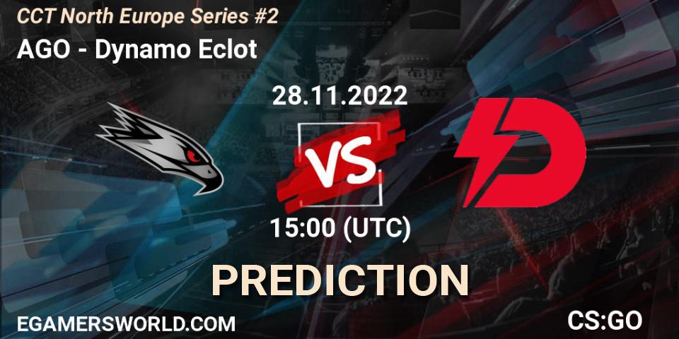 AGO contre Dynamo Eclot : prédiction de match. 28.11.2022 at 15:15. Counter-Strike (CS2), CCT North Europe Series #2