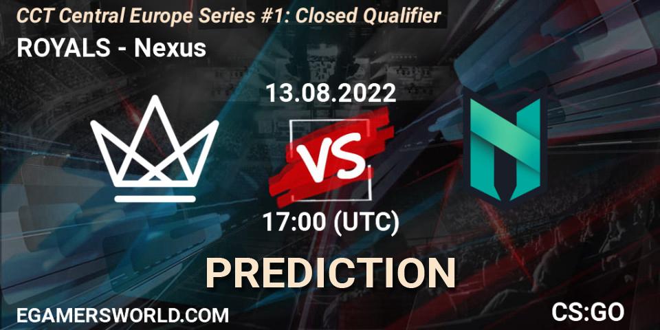 ROYALS contre Nexus : prédiction de match. 13.08.2022 at 17:00. Counter-Strike (CS2), CCT Central Europe Series #1: Closed Qualifier