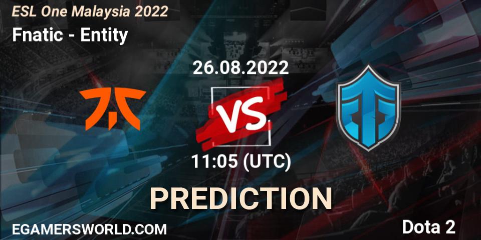 Fnatic contre Entity : prédiction de match. 26.08.22. Dota 2, ESL One Malaysia 2022