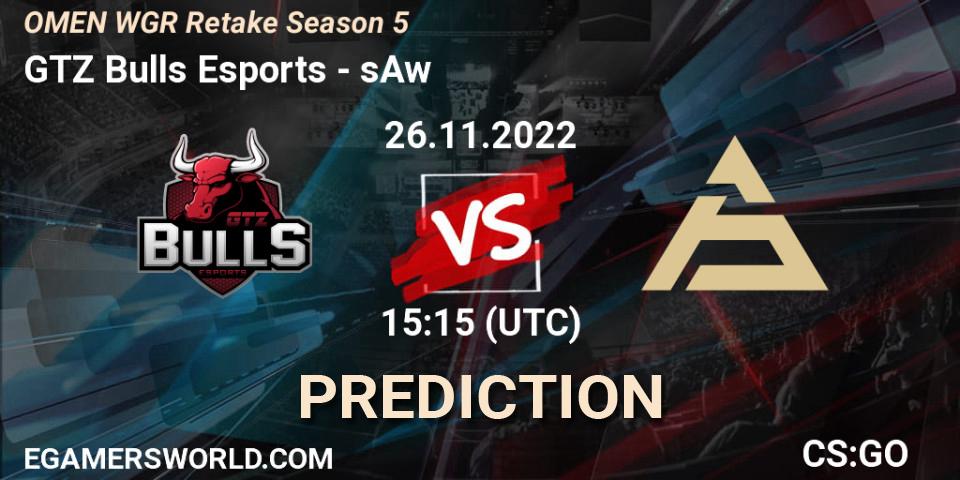 GTZ Bulls Esports contre sAw : prédiction de match. 26.11.2022 at 15:30. Counter-Strike (CS2), Circuito Retake Season 5