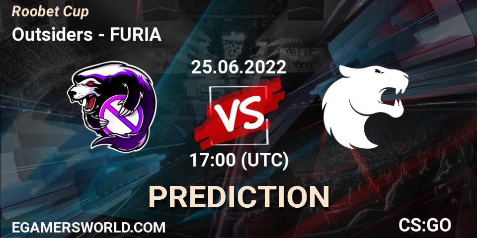Outsiders contre FURIA : prédiction de match. 25.06.2022 at 17:00. Counter-Strike (CS2), Roobet Cup