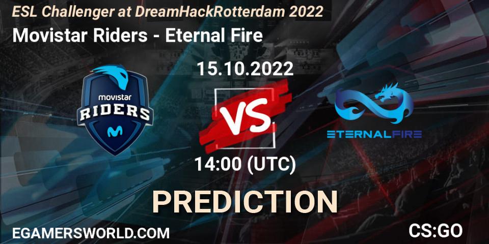 Movistar Riders contre Eternal Fire : prédiction de match. 15.10.22. CS2 (CS:GO), ESL Challenger at DreamHack Rotterdam 2022