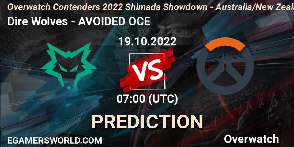 Dire Wolves contre AVOIDED OCE : prédiction de match. 19.10.2022 at 07:00. Overwatch, Overwatch Contenders 2022 Shimada Showdown - Australia/New Zealand - October