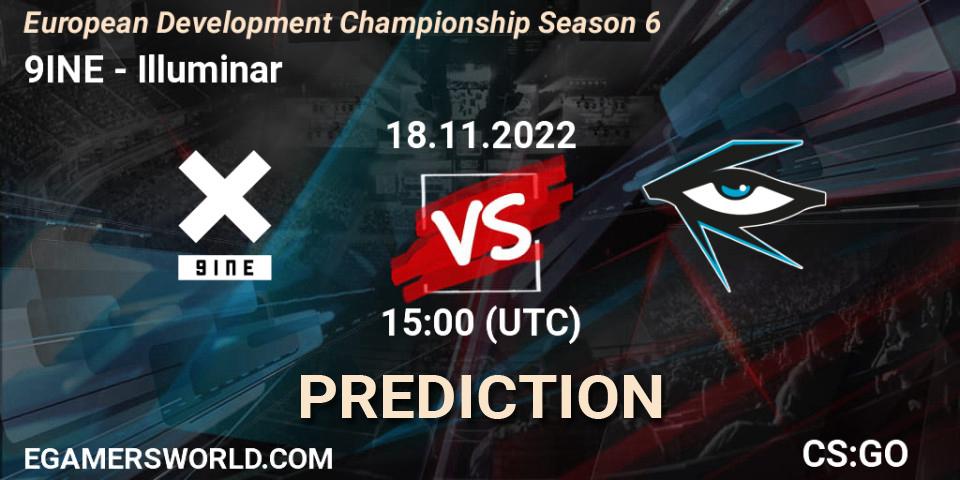 9INE contre Illuminar : prédiction de match. 18.11.2022 at 15:00. Counter-Strike (CS2), European Development Championship Season 6