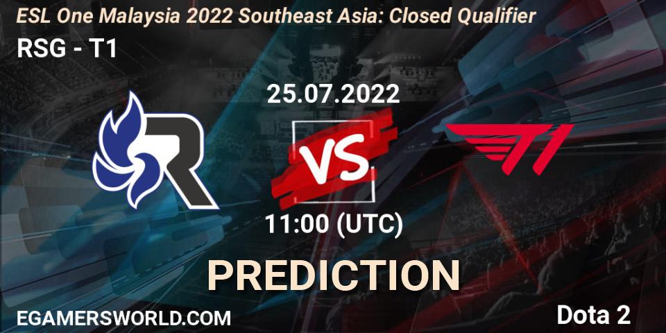 RSG contre T1 : prédiction de match. 25.07.2022 at 11:00. Dota 2, ESL One Malaysia 2022 Southeast Asia: Closed Qualifier