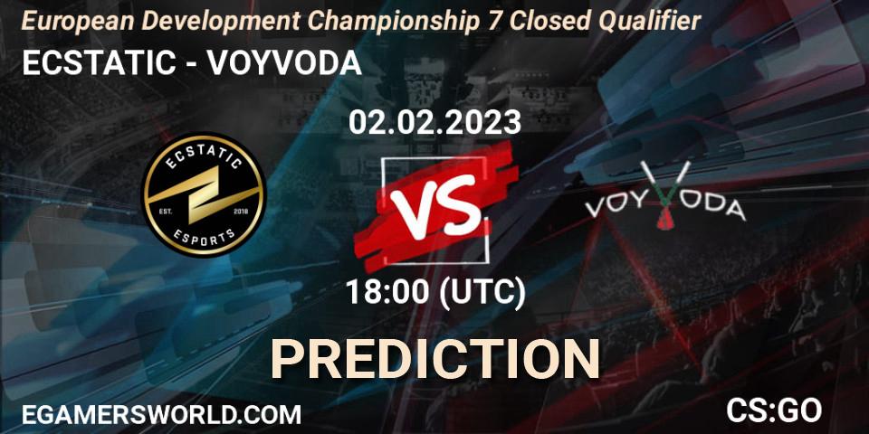 ECSTATIC contre VOYVODA : prédiction de match. 02.02.23. CS2 (CS:GO), European Development Championship 7 Closed Qualifier