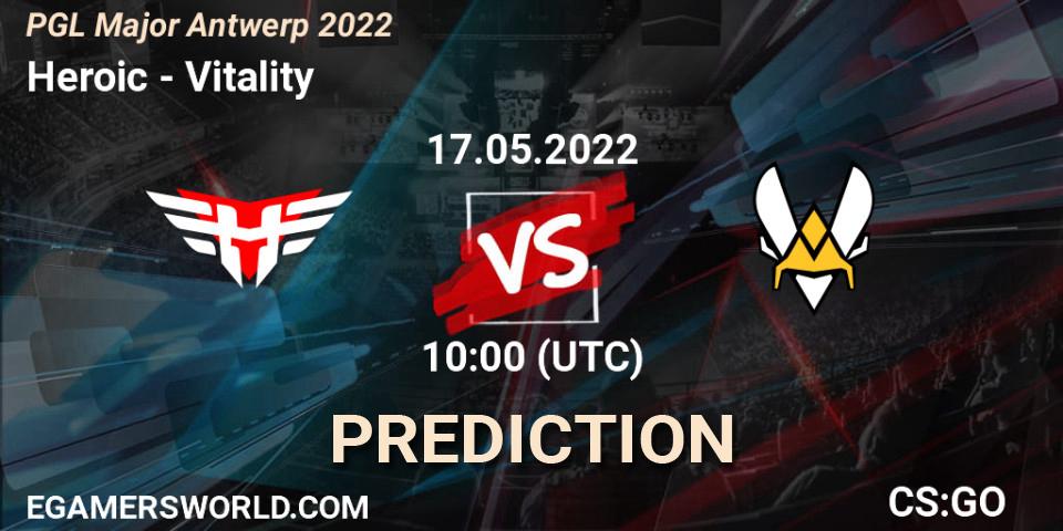 Heroic contre Vitality : prédiction de match. 17.05.2022 at 10:00. Counter-Strike (CS2), PGL Major Antwerp 2022