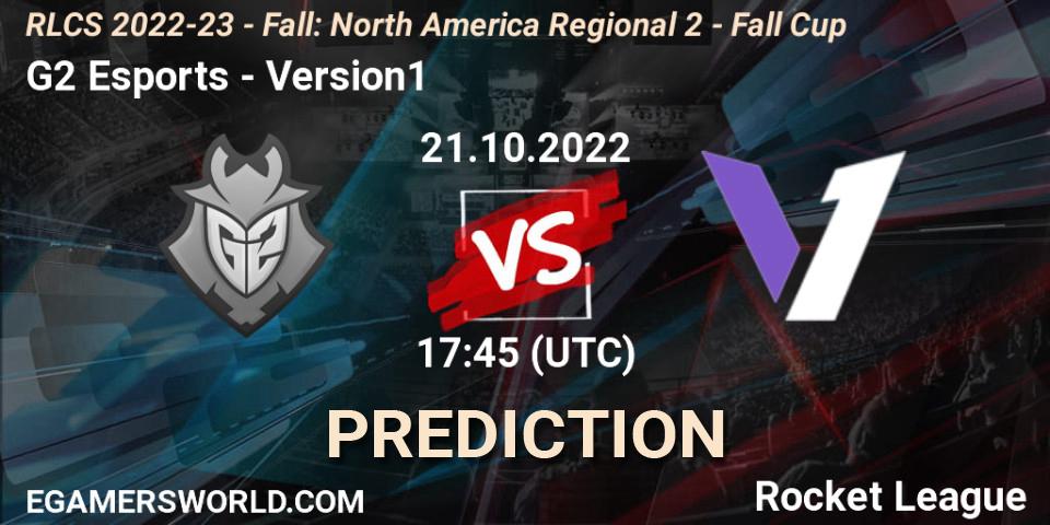 G2 Esports contre Version1 : prédiction de match. 21.10.2022 at 17:45. Rocket League, RLCS 2022-23 - Fall: North America Regional 2 - Fall Cup
