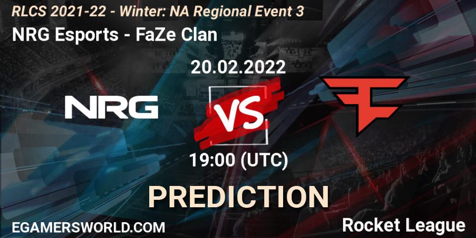 NRG Esports contre FaZe Clan : prédiction de match. 20.02.2022 at 19:00. Rocket League, RLCS 2021-22 - Winter: NA Regional Event 3