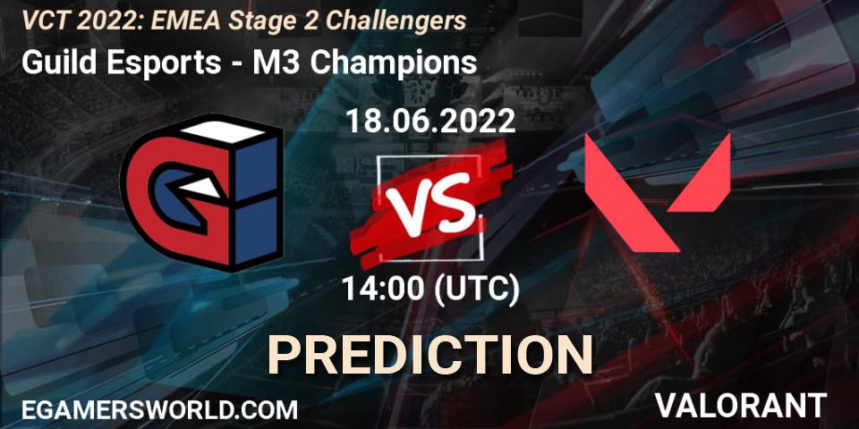 Guild Esports contre M3 Champions : prédiction de match. 18.06.2022 at 14:00. VALORANT, VCT 2022: EMEA Stage 2 Challengers