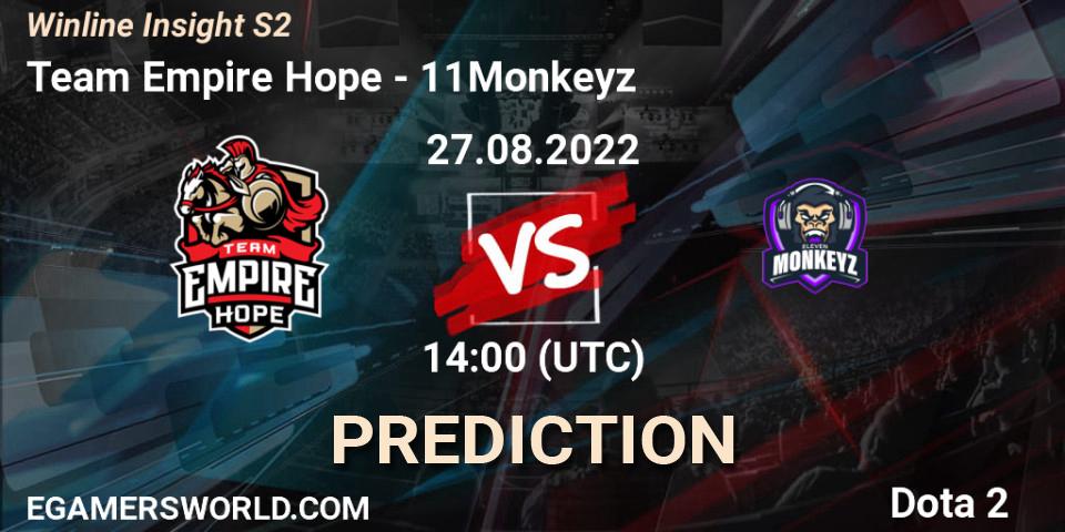 Team Empire Hope contre 11Monkeyz : prédiction de match. 27.08.22. Dota 2, Winline Insight S2