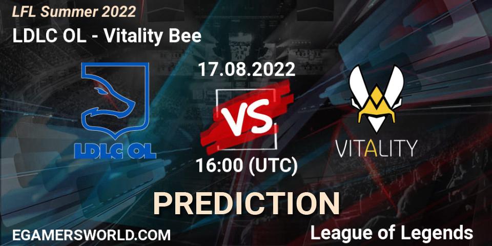 LDLC OL contre Vitality Bee : prédiction de match. 17.08.2022 at 16:00. LoL, LFL Summer 2022