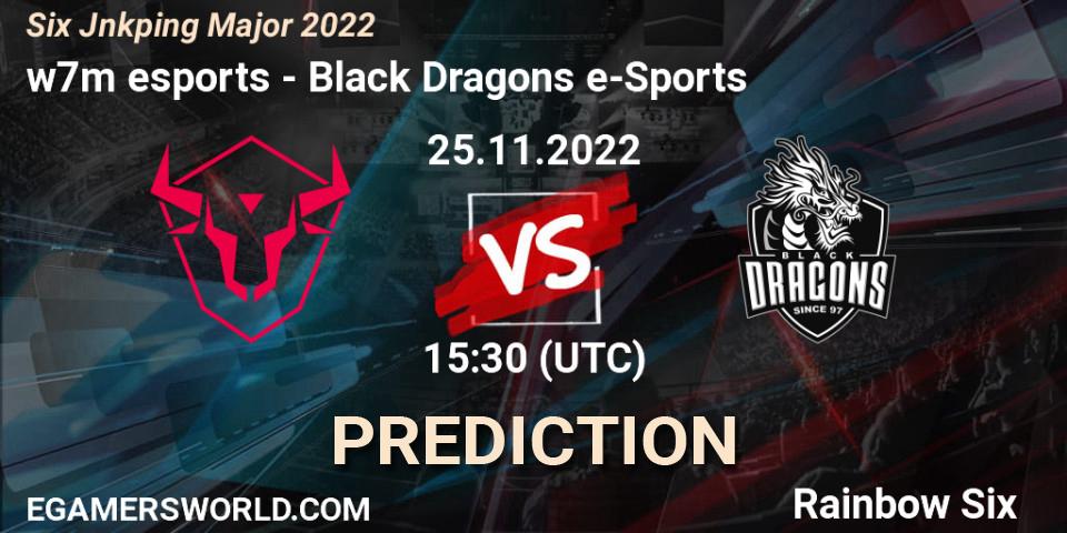 w7m esports contre Black Dragons e-Sports : prédiction de match. 25.11.2022 at 09:30. Rainbow Six, Six Jönköping Major 2022