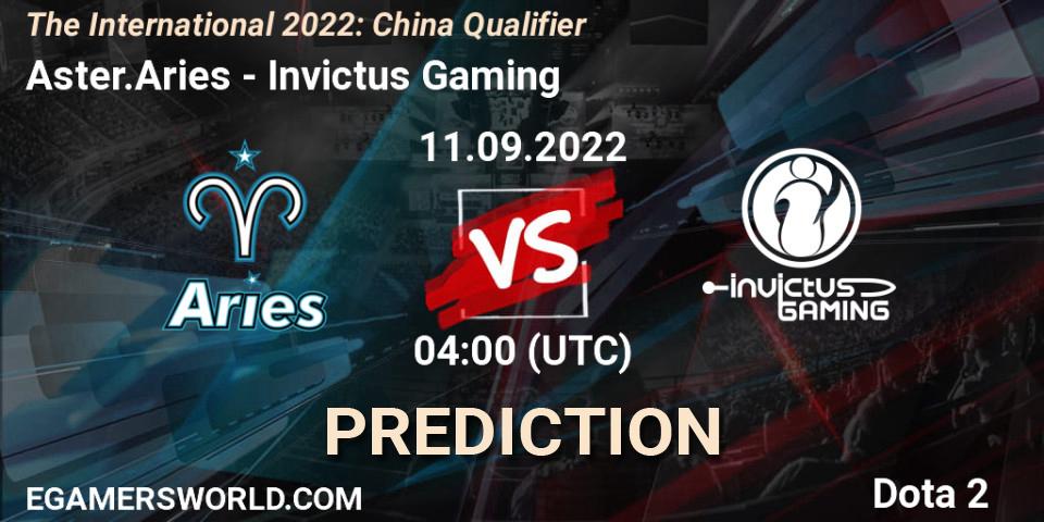 Aster.Aries contre Invictus Gaming : prédiction de match. 11.09.22. Dota 2, The International 2022: China Qualifier
