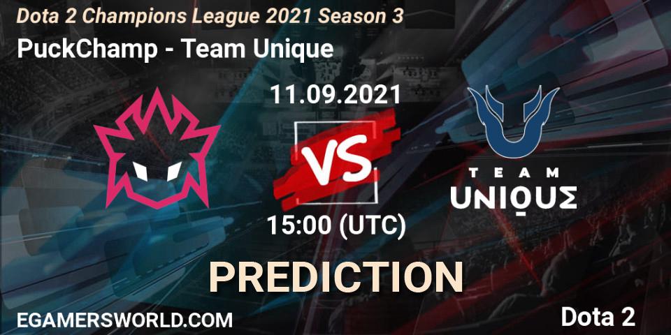 PuckChamp contre Team Unique : prédiction de match. 11.09.2021 at 15:00. Dota 2, Dota 2 Champions League 2021 Season 3