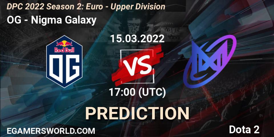OG contre Nigma Galaxy : prédiction de match. 15.03.22. Dota 2, DPC 2021/2022 Tour 2 (Season 2): WEU (Euro) Divison I (Upper) - DreamLeague Season 17