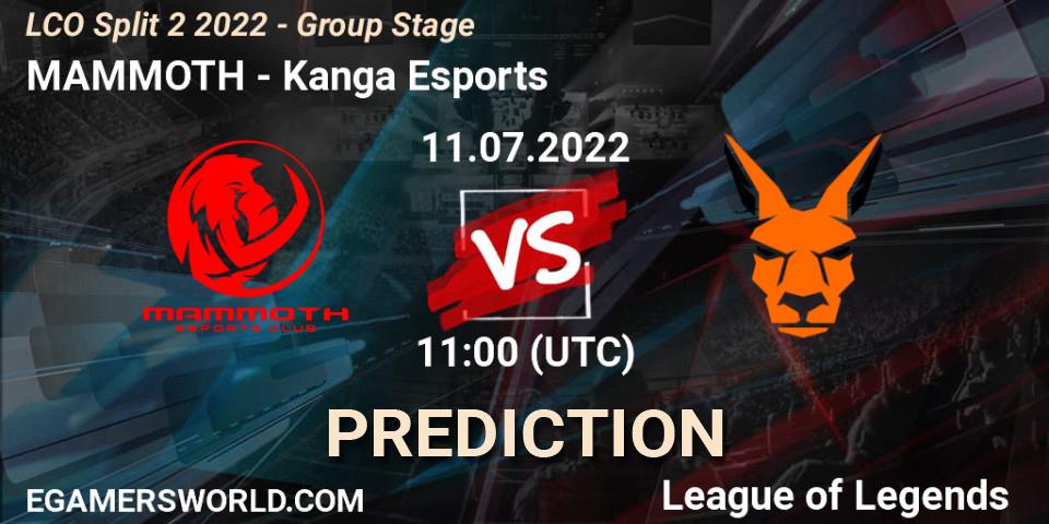 MAMMOTH contre Kanga Esports : prédiction de match. 11.07.22. LoL, LCO Split 2 2022 - Group Stage