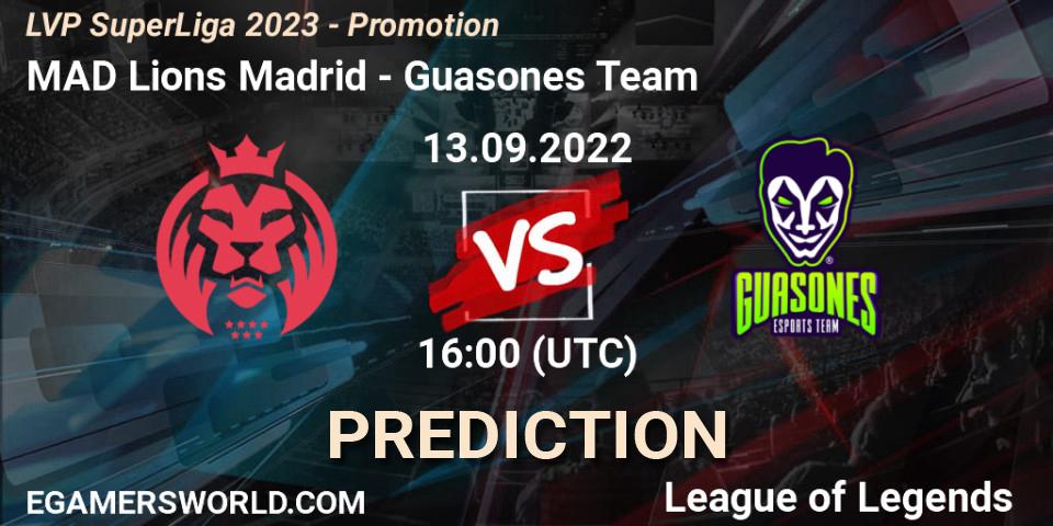 MAD Lions Madrid contre Guasones Team : prédiction de match. 13.09.22. LoL, LVP SuperLiga 2023 - Promotion