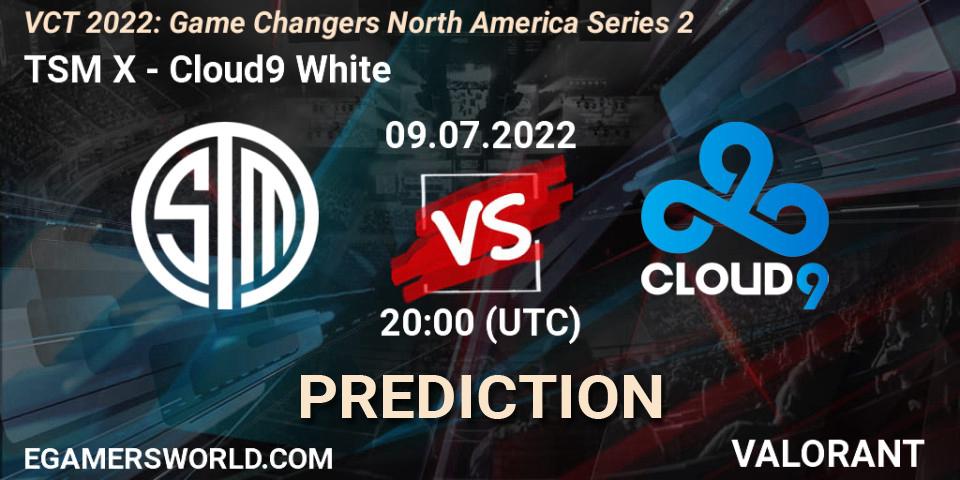 TSM X contre Cloud9 White : prédiction de match. 09.07.2022 at 20:10. VALORANT, VCT 2022: Game Changers North America Series 2