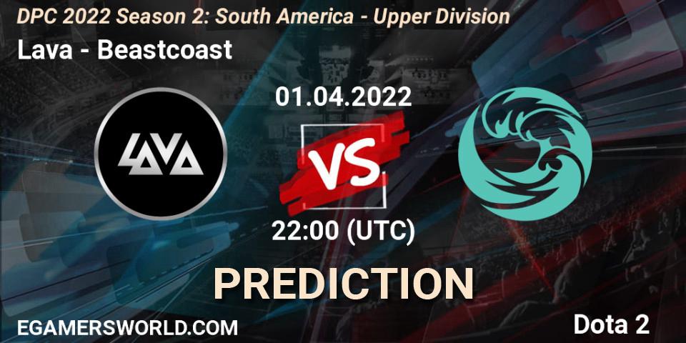 Lava contre Beastcoast : prédiction de match. 01.04.2022 at 22:06. Dota 2, DPC 2021/2022 Tour 2 (Season 2): SA Division I (Upper)