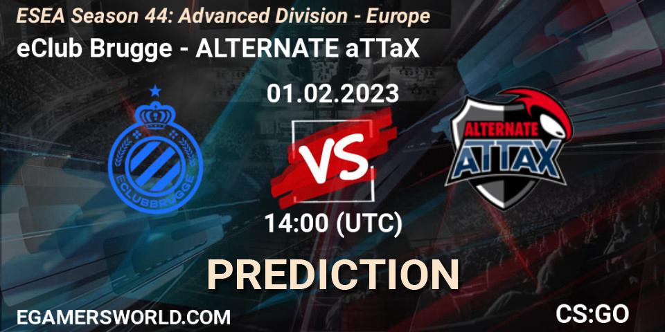 eClub Brugge contre ALTERNATE aTTaX : prédiction de match. 01.02.2023 at 14:00. Counter-Strike (CS2), ESEA Season 44: Advanced Division - Europe