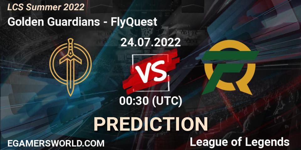 Golden Guardians contre FlyQuest : prédiction de match. 24.07.2022 at 00:30. LoL, LCS Summer 2022