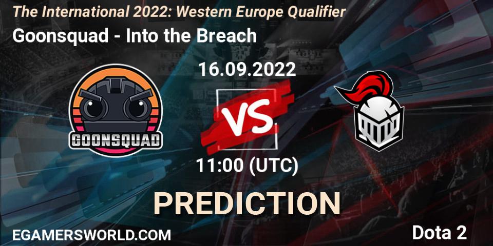 Goonsquad contre Into the Breach : prédiction de match. 16.09.2022 at 12:02. Dota 2, The International 2022: Western Europe Qualifier