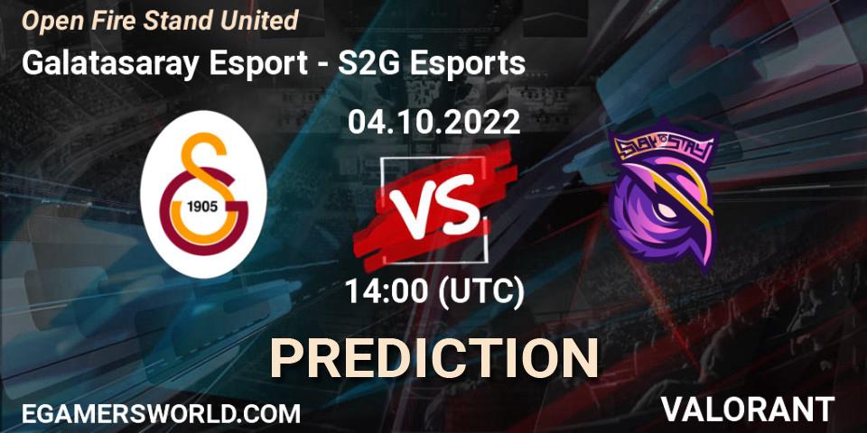 Galatasaray Esport contre S2G Esports : prédiction de match. 04.10.2022 at 14:00. VALORANT, Open Fire Stand United