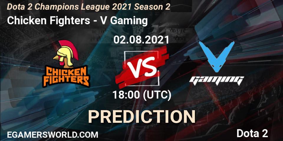 Chicken Fighters contre V Gaming : prédiction de match. 02.08.2021 at 12:00. Dota 2, Dota 2 Champions League 2021 Season 2