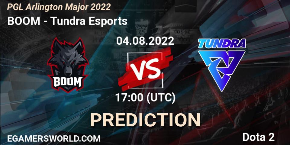 BOOM contre Tundra Esports : prédiction de match. 04.08.2022 at 17:13. Dota 2, PGL Arlington Major 2022 - Group Stage