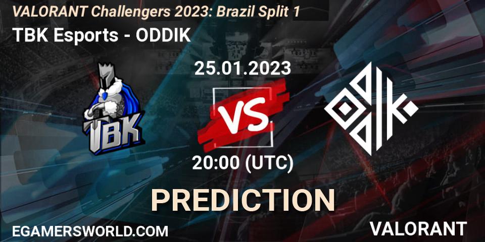 TBK Esports contre ODDIK : prédiction de match. 25.01.2023 at 20:00. VALORANT, VALORANT Challengers 2023: Brazil Split 1