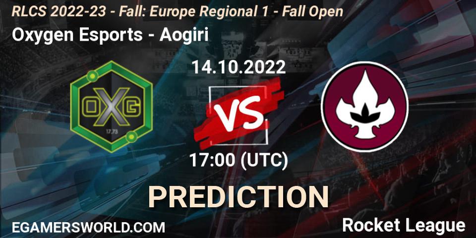 Oxygen Esports contre Aogiri : prédiction de match. 14.10.2022 at 15:00. Rocket League, RLCS 2022-23 - Fall: Europe Regional 1 - Fall Open