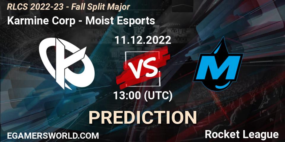 Karmine Corp contre Moist Esports : prédiction de match. 11.12.2022 at 14:10. Rocket League, RLCS 2022-23 - Fall Split Major
