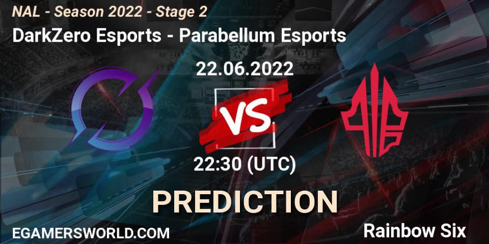 DarkZero Esports contre Parabellum Esports : prédiction de match. 22.06.2022 at 22:30. Rainbow Six, NAL - Season 2022 - Stage 2