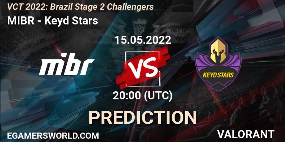 MIBR contre Keyd Stars : prédiction de match. 15.05.2022 at 20:20. VALORANT, VCT 2022: Brazil Stage 2 Challengers